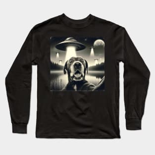 Dog selfie with UFO Long Sleeve T-Shirt